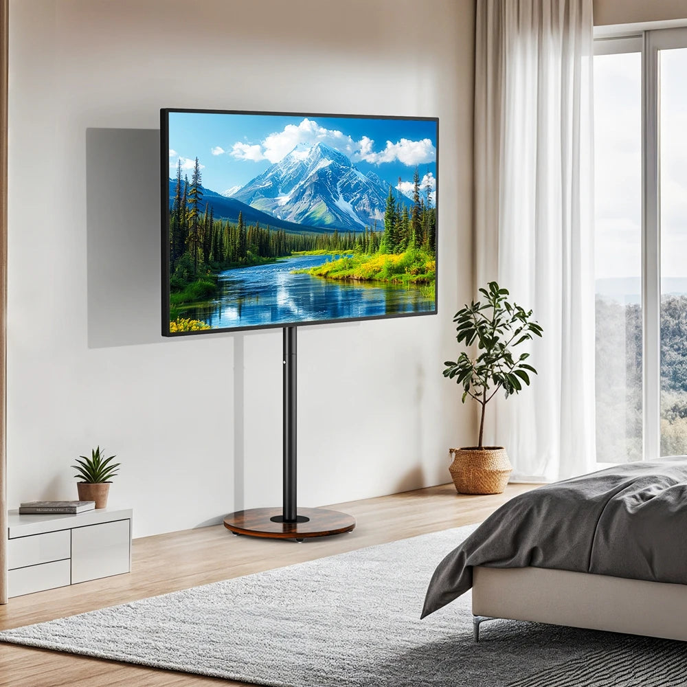 Heavy Duty Mobile TV Floor Stand for 40-75 Inches White Height Adjustable TV Mount Cart Stand with Hidden Wheels