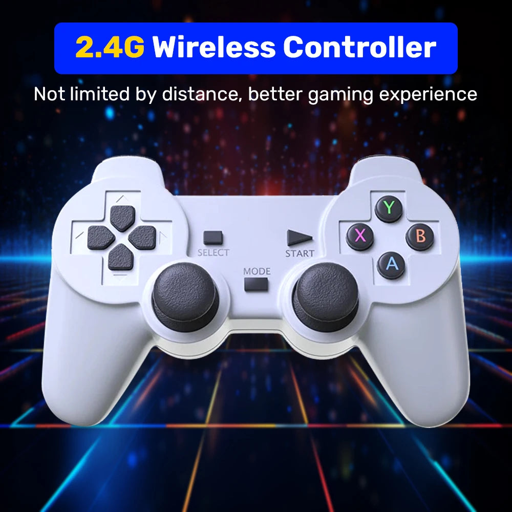 JMachen M15 Game Stick 64G Video Game Console 4K UHD Output with 30000+ Retro Games for PS1/MAME/SNES with Wireless Controllers
