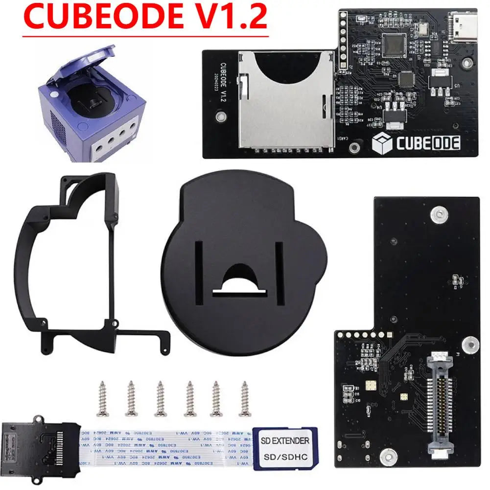 CUBEODE V1.2 Optical Drive Emulator Board No SD2SP2/SDGecko Replace DVD Drive with Bracket Kits for NGC GameCute Game Console
