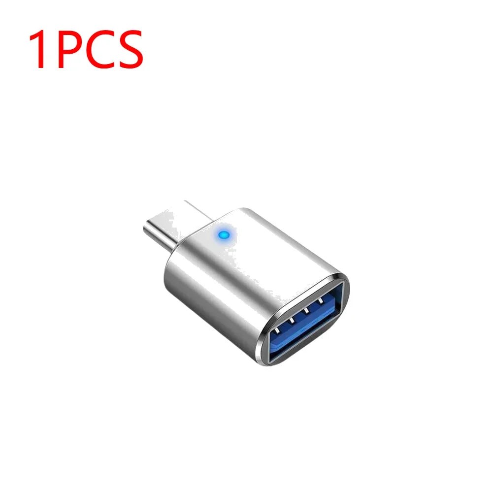 1-3PCS Type-C To USB3.0 Converter LED Indicator Type-C To USB OTG Adapter 3A Fast Charging 5Gbps Data Transfer Plug and Play