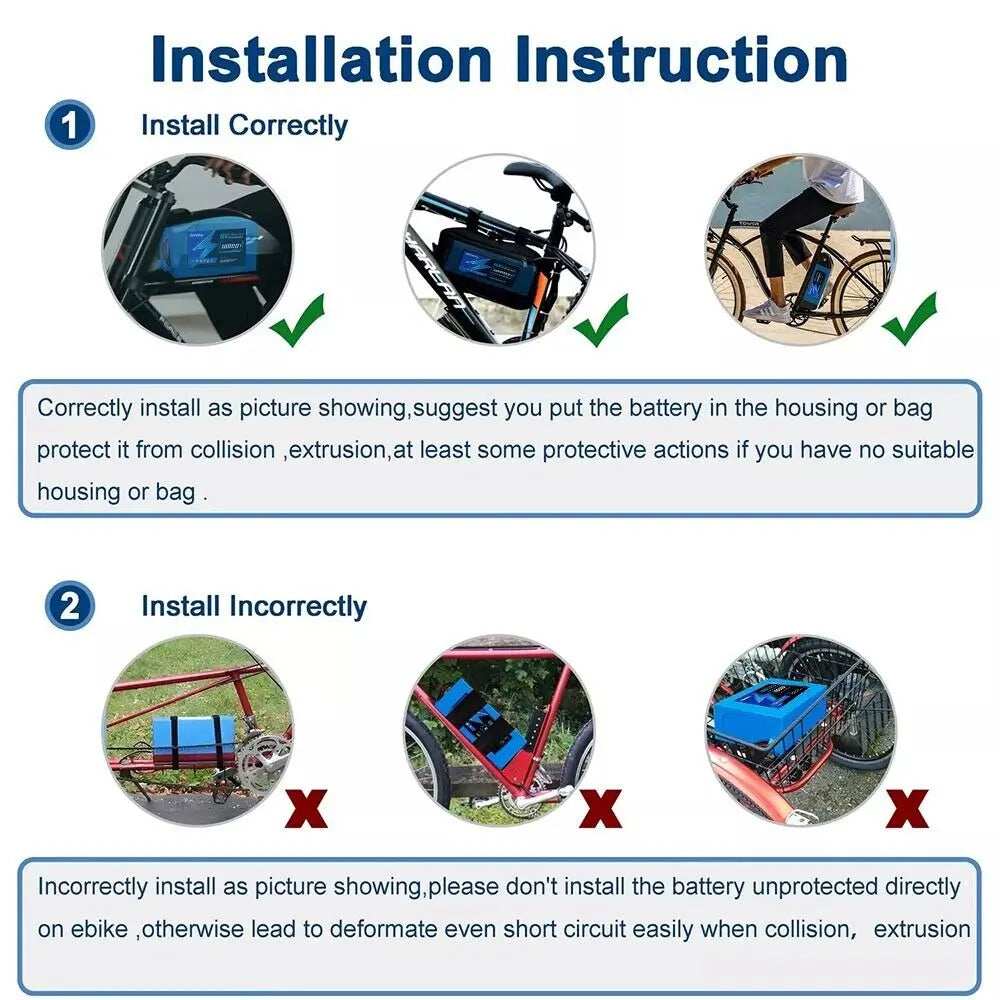 Aleaivy 48V 20Ah Electric Bike Lithium Battery Pack 20000mAh Li ion Ebike Battery for Bicycle Scooter Motorcycle with Charger