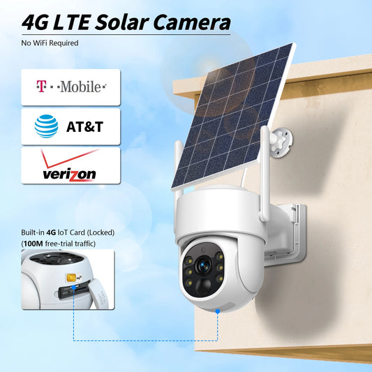 WESECUU WiFi PTZ Camera Outdoor Wireless Solar IPCamera 4MP HD Built-in Battery Video Surveillance Camera Long Time Standby