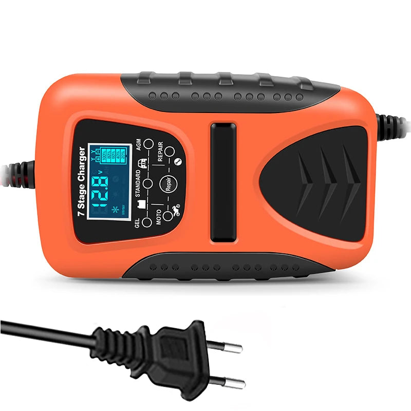 12V 7A Full Automatic Battery Charge Machine LCD Display 7 Stage Smart Car Battery Charger for Car Motorcycle with Pulse Repair