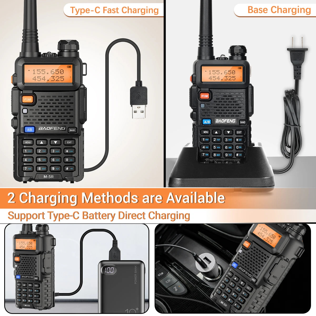 1/2PCS New Baofeng M-5R 8W Walkie Talkie Multi Band Type-C Wireless Copy Frequency AM Long Range For UV-5R Two Way Ham Radio