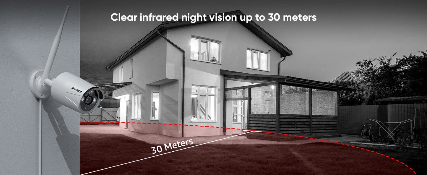 SANNCE 6PCS 5MP Wifi Camera IP Outdoor 10CH NVR Two-way Audio Wireless Audio Video Security Surveillance Kit Cameras