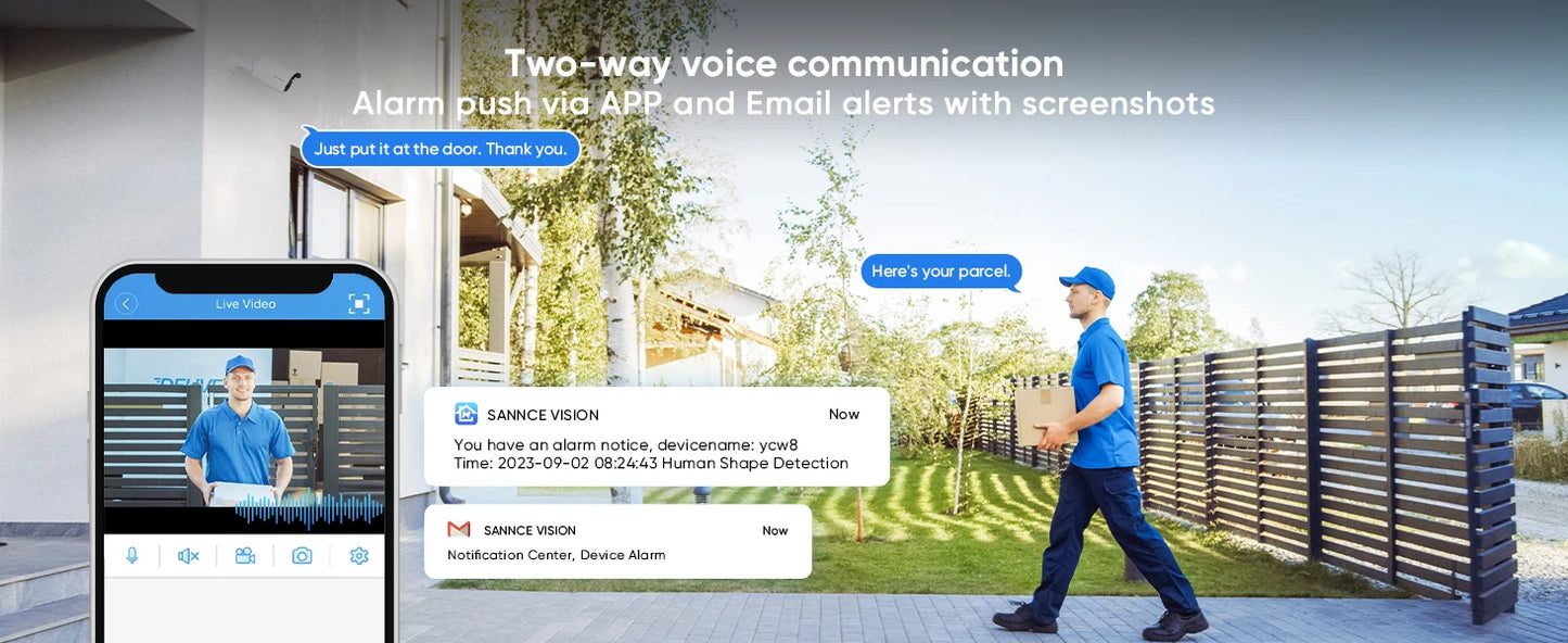 SANNCE 6PCS 5MP Wifi Camera IP Outdoor 10CH NVR Two-way Audio Wireless Audio Video Security Surveillance Kit Cameras