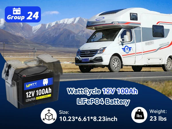 Wattcycle 12V 100AH LiFePO4 Lithium Iron Phosphate Battery Built-in 100A BMS For RV/ Yacht/ Camping/ Off-Grid/ Back-up Power
