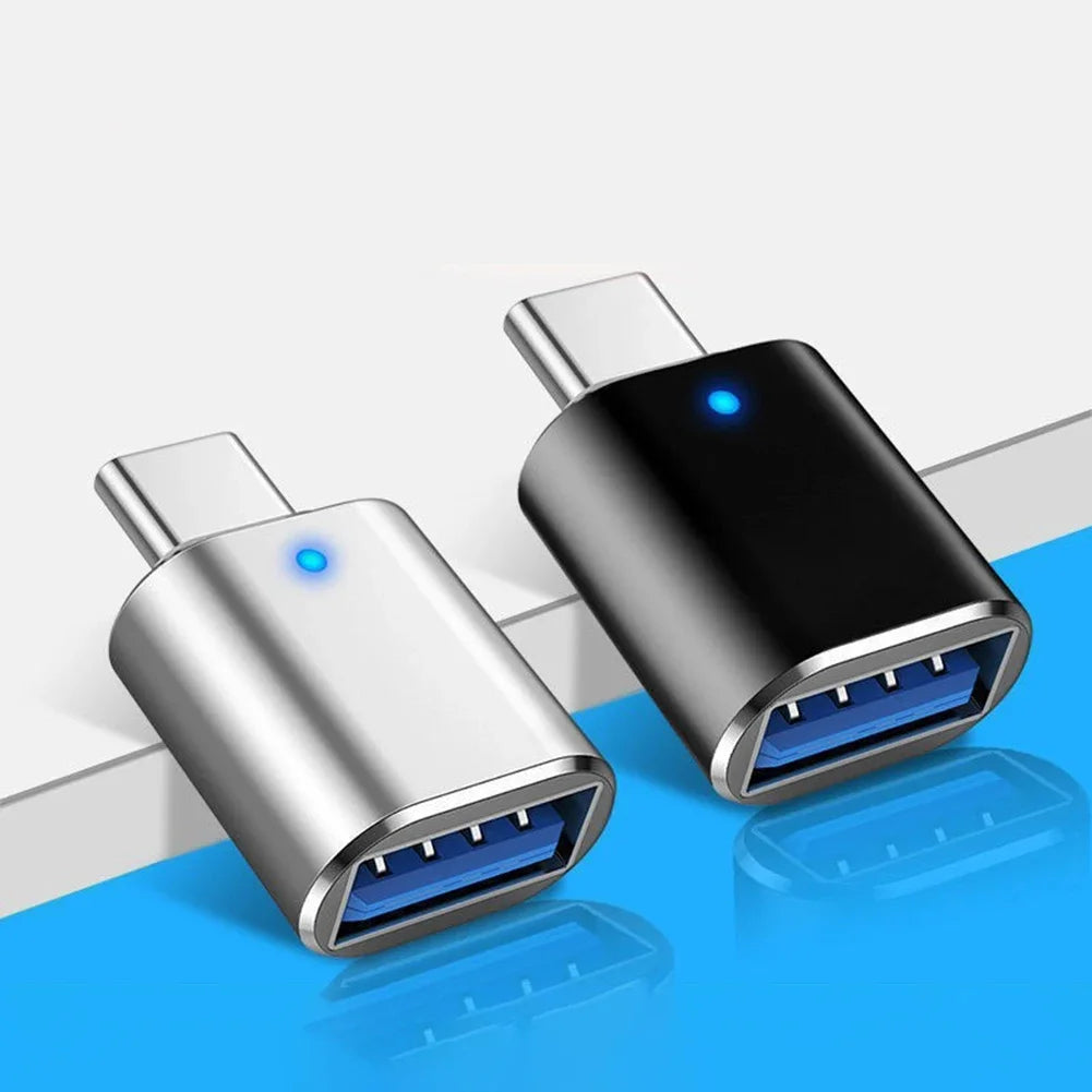 1-3PCS Type-C To USB3.0 Converter LED Indicator Type-C To USB OTG Adapter 3A Fast Charging 5Gbps Data Transfer Plug and Play