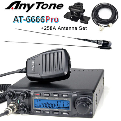 New AnyTone AT-6666 Pro 10 Meter Radio High Power 80W/50W Mobile Radio SSB(PEP)/FM/AM/PA/VOX/NRC Mode Long Range Two Way Radio