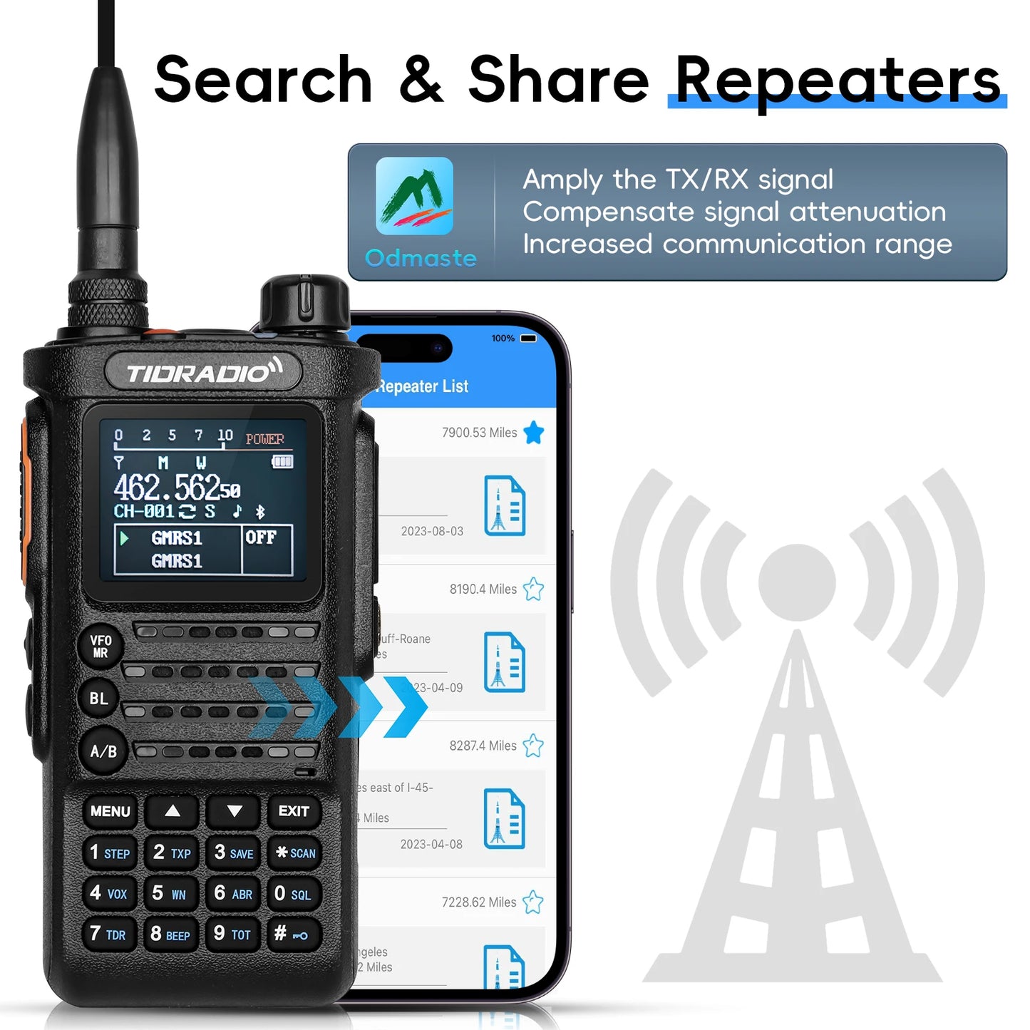 2nd Gen TIDRADIO TD-H8 10W Profession Walkie Talkie Long Range Emergency Radio Portable Two Way Radio Receiver Search Repeaters