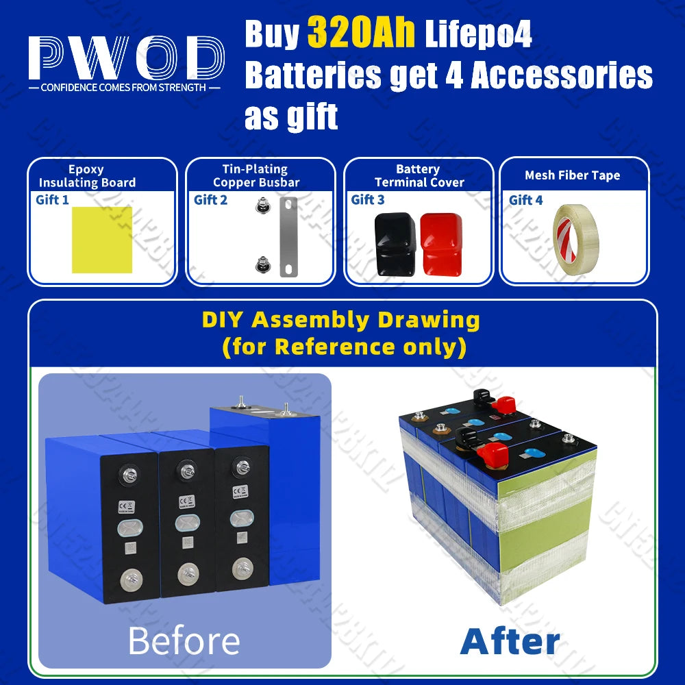 US Stock 320AH Lifepo4 Battery Rechargeable lithium iron phosphate batteries DIY 12V 24V 48V For EV Golf Cart Boat with busbars