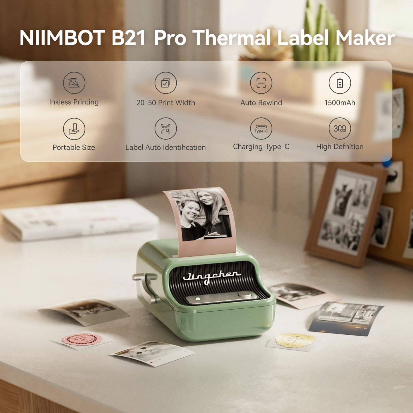 Niimbot B21 Pro 300dpi Label Maker Bluetooth printer 20-50mm Width Tape For DIY Crafts Notes Scrapbook Photo Shipped Locally