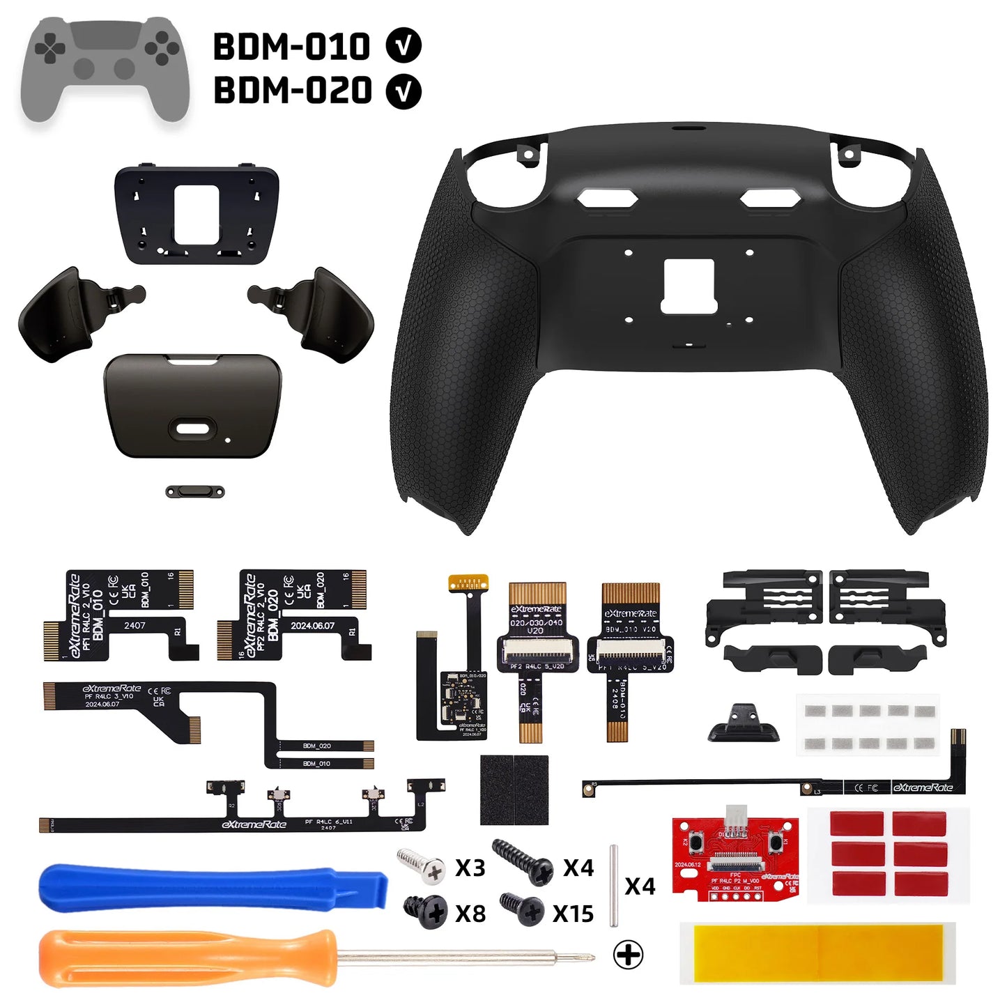 eXtremeRate RISE Plus MAX Remappable Real Metal Back Buttons Kit with Clicky Trigger Stops & Rubberized Grip for ps5 BDM-010 020