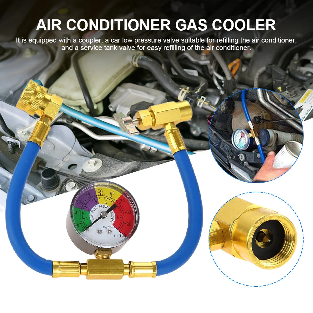 R134A Refrigerant Charging Hose with Pressure Gauge Car Refrigerant Charging Pipe Refrigerant Gas Refill for Car Automobile