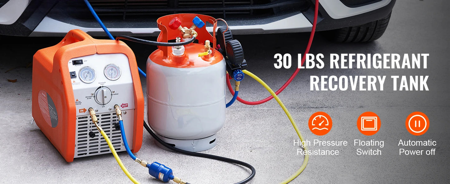SucceBuy 30 lbs Refrigerant Recovery Tank with Float Switch Reusable AC Recovery Tank HVAC for All Refrigerant Prevent Overflow