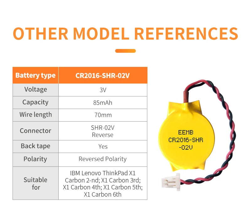 10PACK CMOS Battery EEMB 3V CR2016 Battery with SHR Plug Motherboard Laptop Replacement Battery for PC Computer