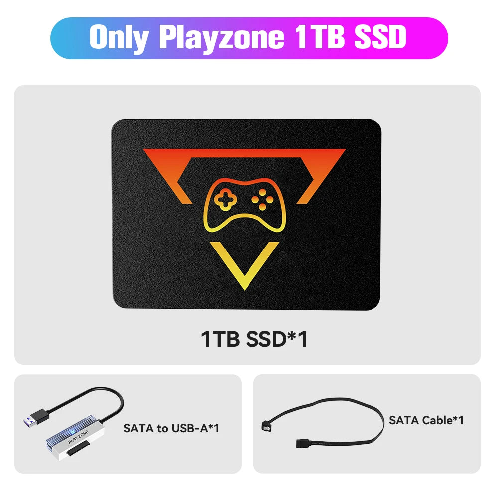 Playzone 1TB SSD&Game Consoles For PS5/PS4/PS3/Xbox/Xbox one/Switch With 16000 Emulator Games+86 PC Games Plug&Play For WIN PC