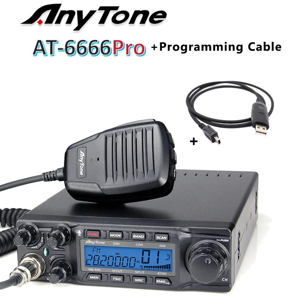 New AnyTone AT-6666 Pro 10 Meter Radio High Power 80W/50W Mobile Radio SSB(PEP)/FM/AM/PA/VOX/NRC Mode Long Range Two Way Radio