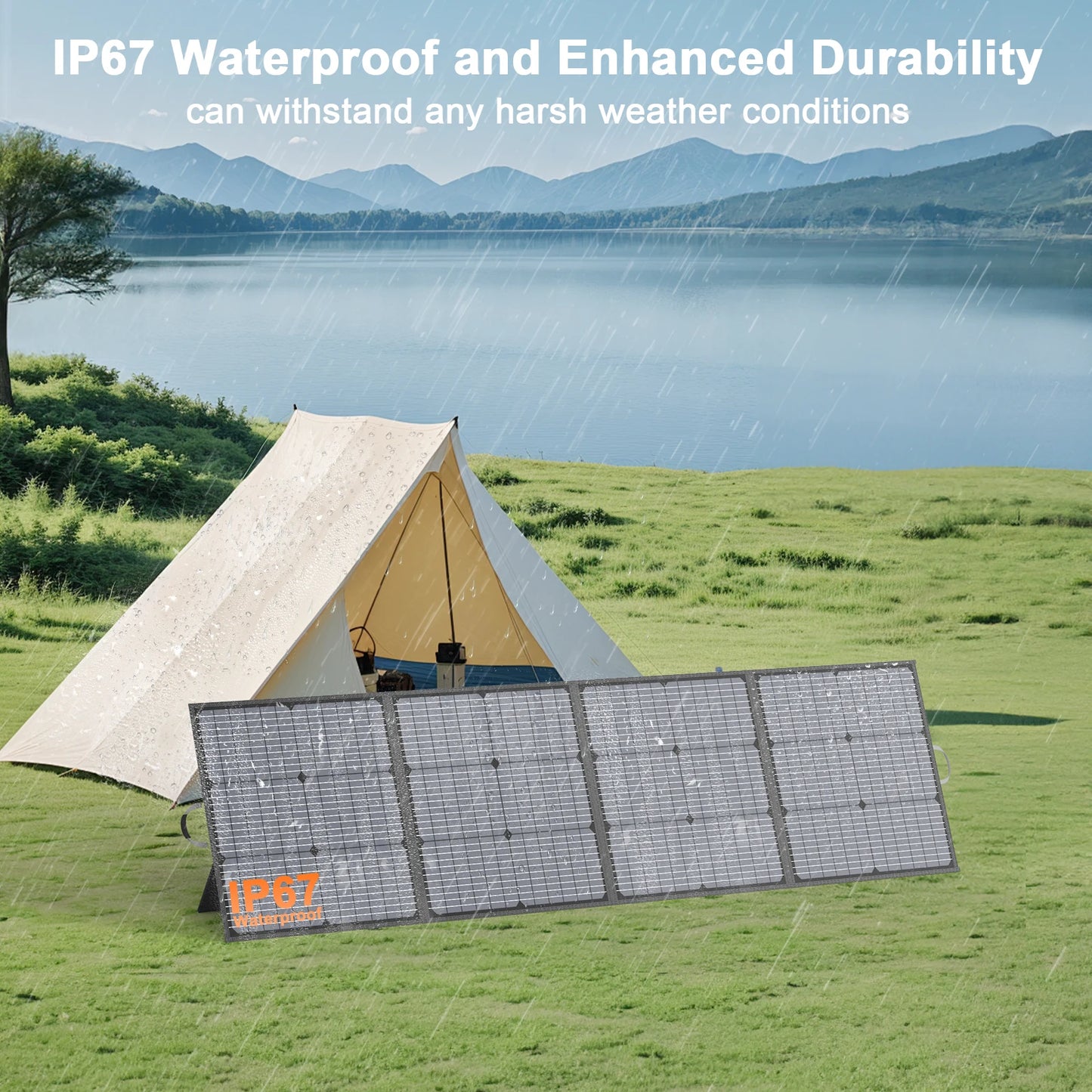 MHPOWOS 220W Foldable Solar Panel 20V Solar Charger for Ecoflow Bluetti ANKER Power station, IP67 Waterproof for Camping RV