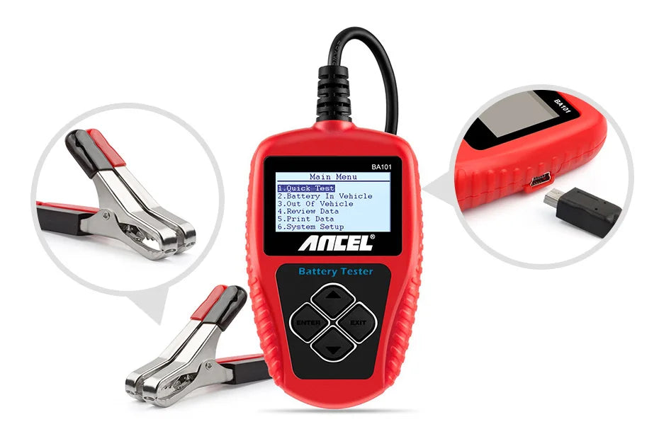 12V Car Battery Tester Analyzer Automotive Battery Load Tester 100-2000CCA Charging Circuit load Diagnostic Tools ANCEL BA101