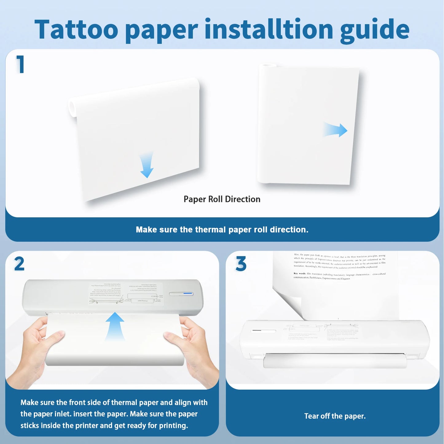 Thermal Printer Inkless Wireless A4 C80 300DPI 1500mAh BT Mobile Printing iOS/Android/Laptop For Tattoo Artists Enthusiasts