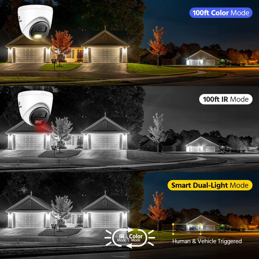 Annke H500 8CH 3K IR Ultra HD IP PoE Camera Dual Light Outdoor PoE Security Camera 265+ Two Way Audio 2.8MM Lens Human & Vehicle