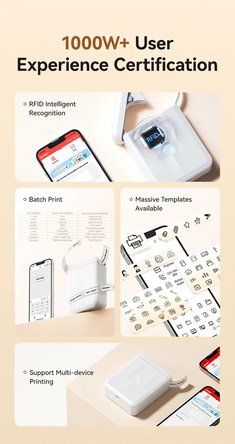 Niimbot D110 Mini Thermal Label Maker Wireless Connection Adhesive Sticker Label Printer DIY Name Tag for Office Home