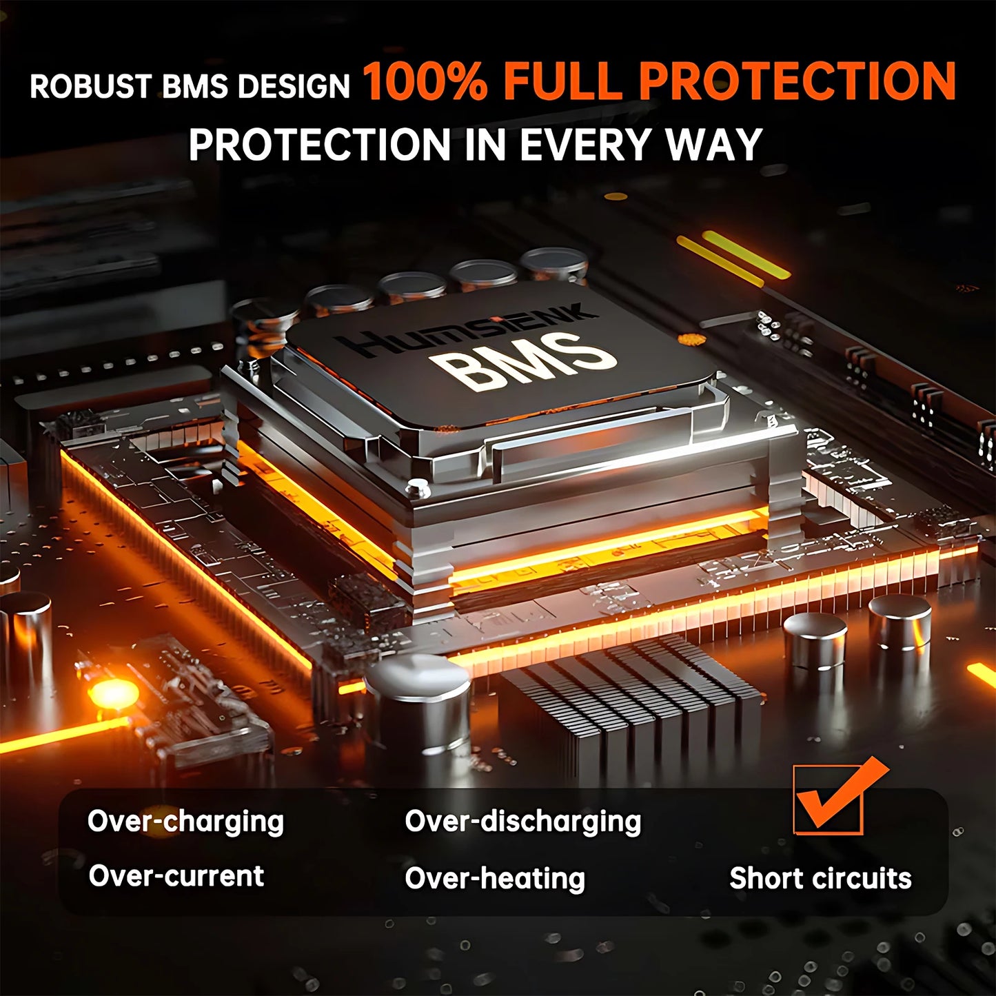 Humsienk 12V 100Ah 310Ah LiFePO4 Battery With BMS 8000 Cycle Perfect For Trolling Motors, Yacht, Marine, Boat, RVs, Home Energy