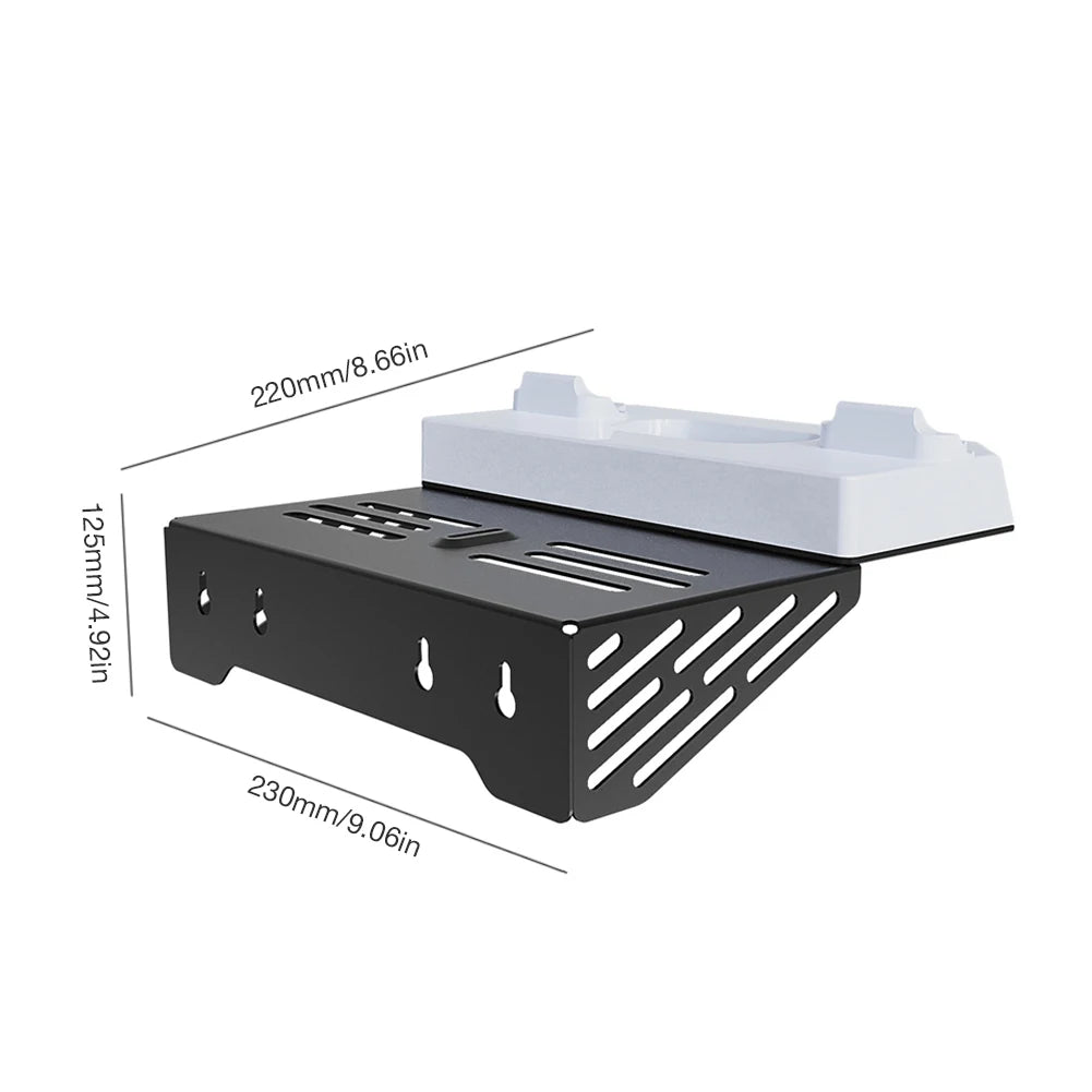 Shelf Floating Mount with Charging Station RGB Light Wall Bracket W/ Headset Holder for PS5 and PS5 Slim Consoles Disc & Digital