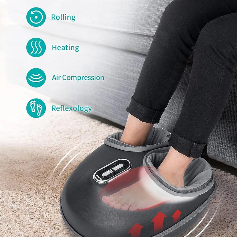 Nekteck Foot Massager Electric Machine Air Compression Heating Therapy Shiatsu Knead Roller Muscle Relaxation Pain Relief