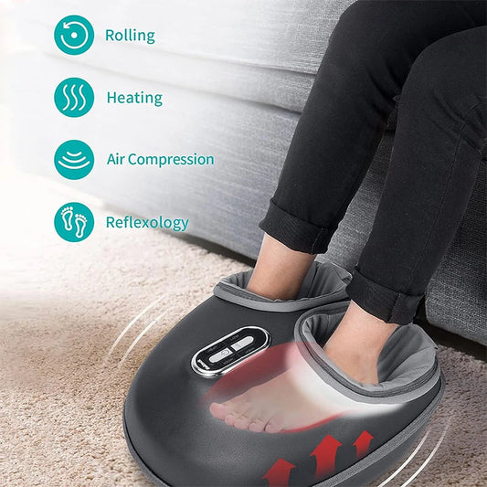 Nekteck Foot Massager Electric Machine Air Compression Heating Therapy Shiatsu Knead Roller Muscle Relaxation Pain Relief