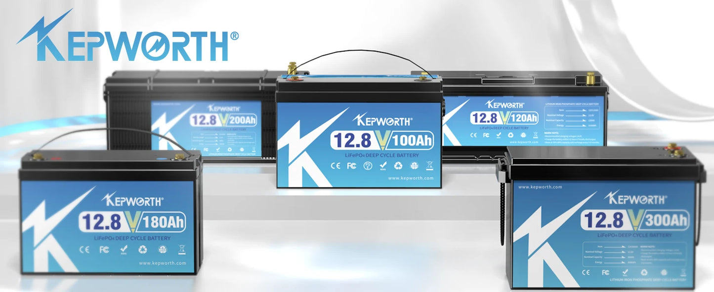 KEPWORTH 12V 300Ah LiFePO4 Battery, Built-in 200A BMS 3840Wh Energy Deep Cycles, Perfect for Off-Grid, Motorhome, Solar System