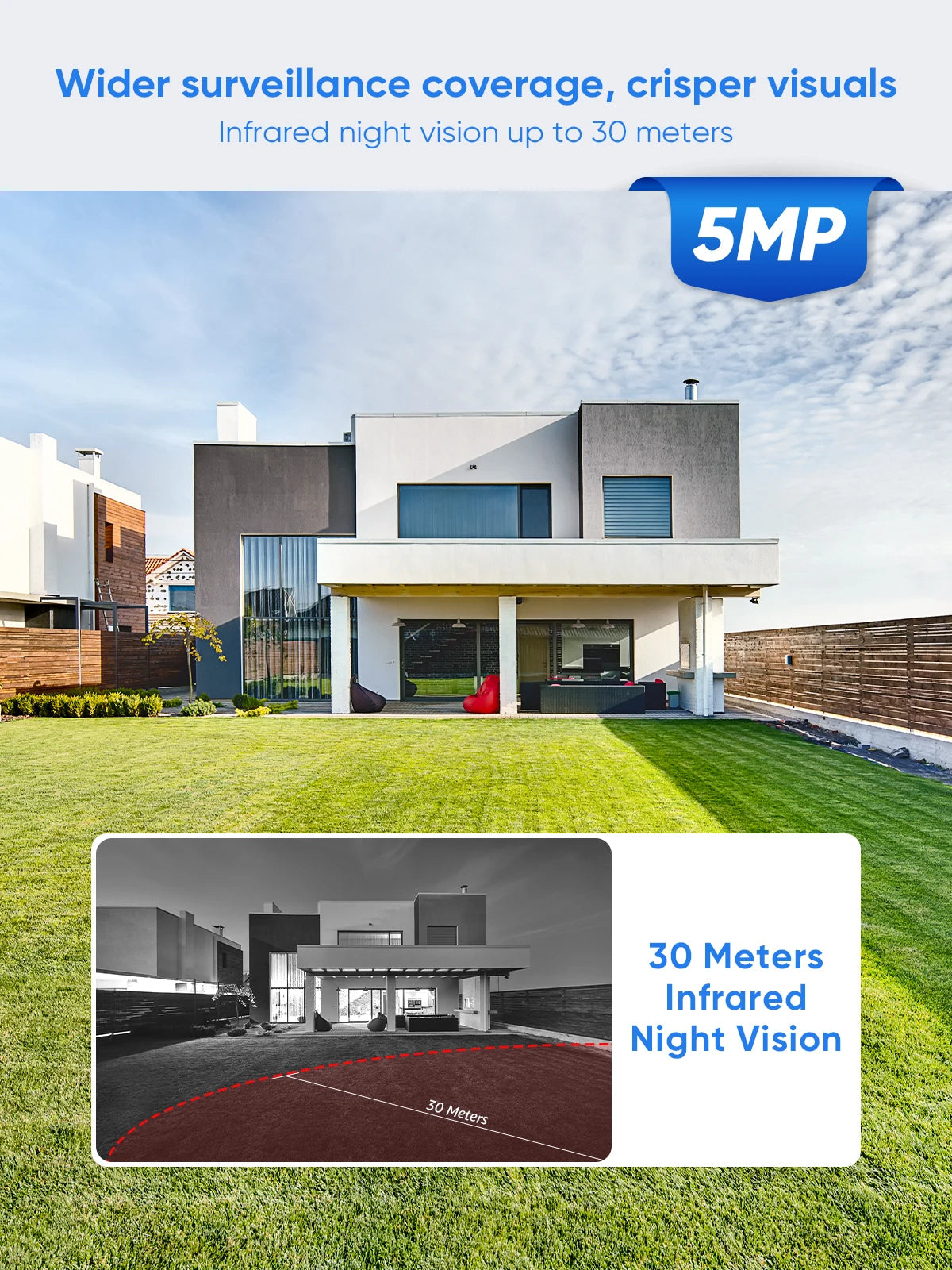 SANNCE 6PCS 5MP Wifi Camera IP Outdoor 10CH NVR Two-way Audio Wireless Audio Video Security Surveillance Kit Cameras