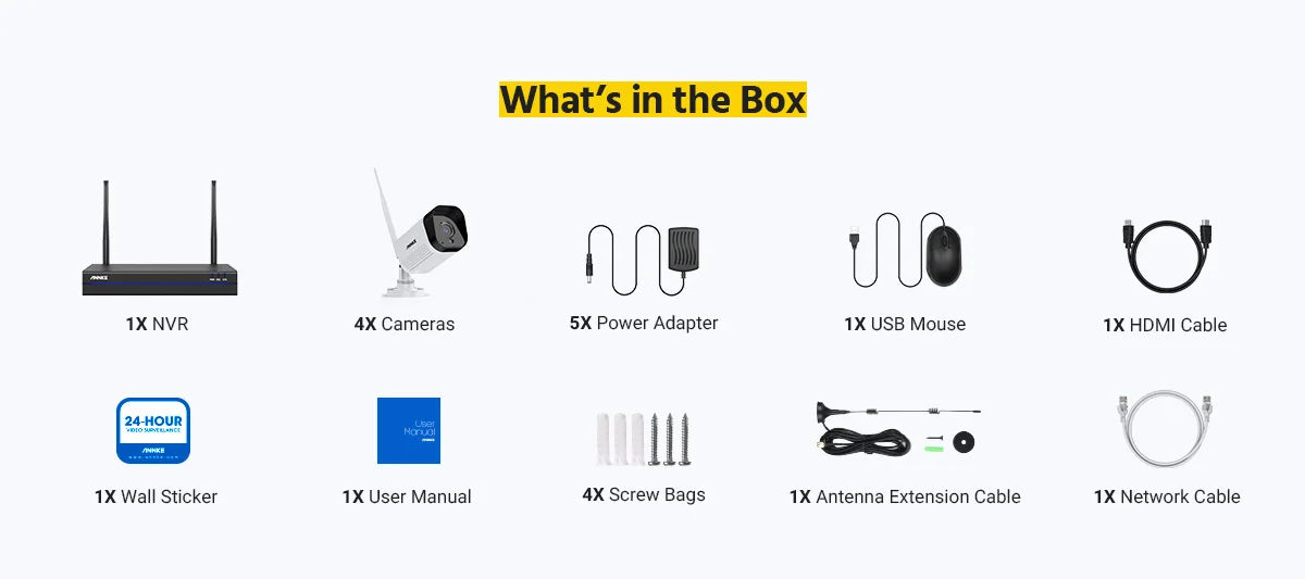 ANNKE 5MP WiFi CCTV System 10CH NVR Security Camera System Two Way Audio Outdoor Wireless IP Cameras Video Surveillance Kit