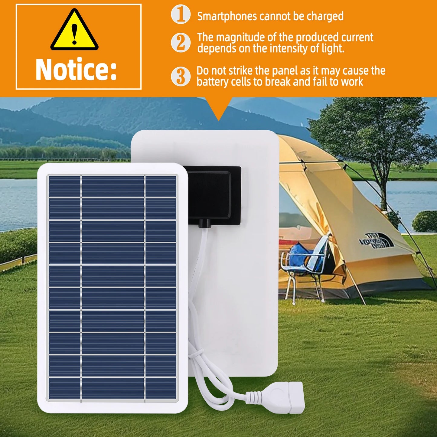 2W Solar Panel With USB Waterproof Outdoor Hiking And Camping Portable Battery Mobile Phone Charging Bank Charging Panel 5V