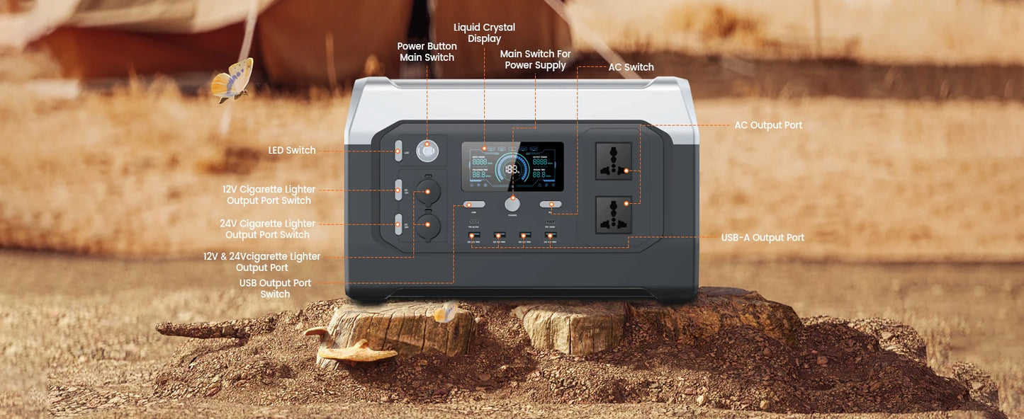 Ctolity XP1000 1800W Portable Power Station 1024Wh LiFeP04 Battery Solar Generator Solar for Camping UPS function Pure Sine Wave