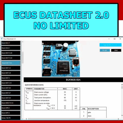 Ecus Datasheet 2.0 ECU Repair Software PCB Schematics with Electronic Components of Car ECUs and Additional Information