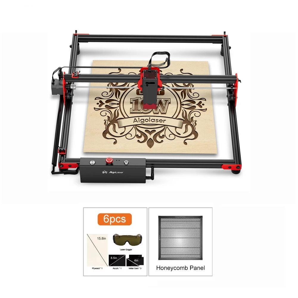 Algolaser 10W Laser Engraver DIY Kit CNC Laser Cutter Engraving Machine OPTIONAL Honeycomb Table & Extension Kit & Rotary Roller