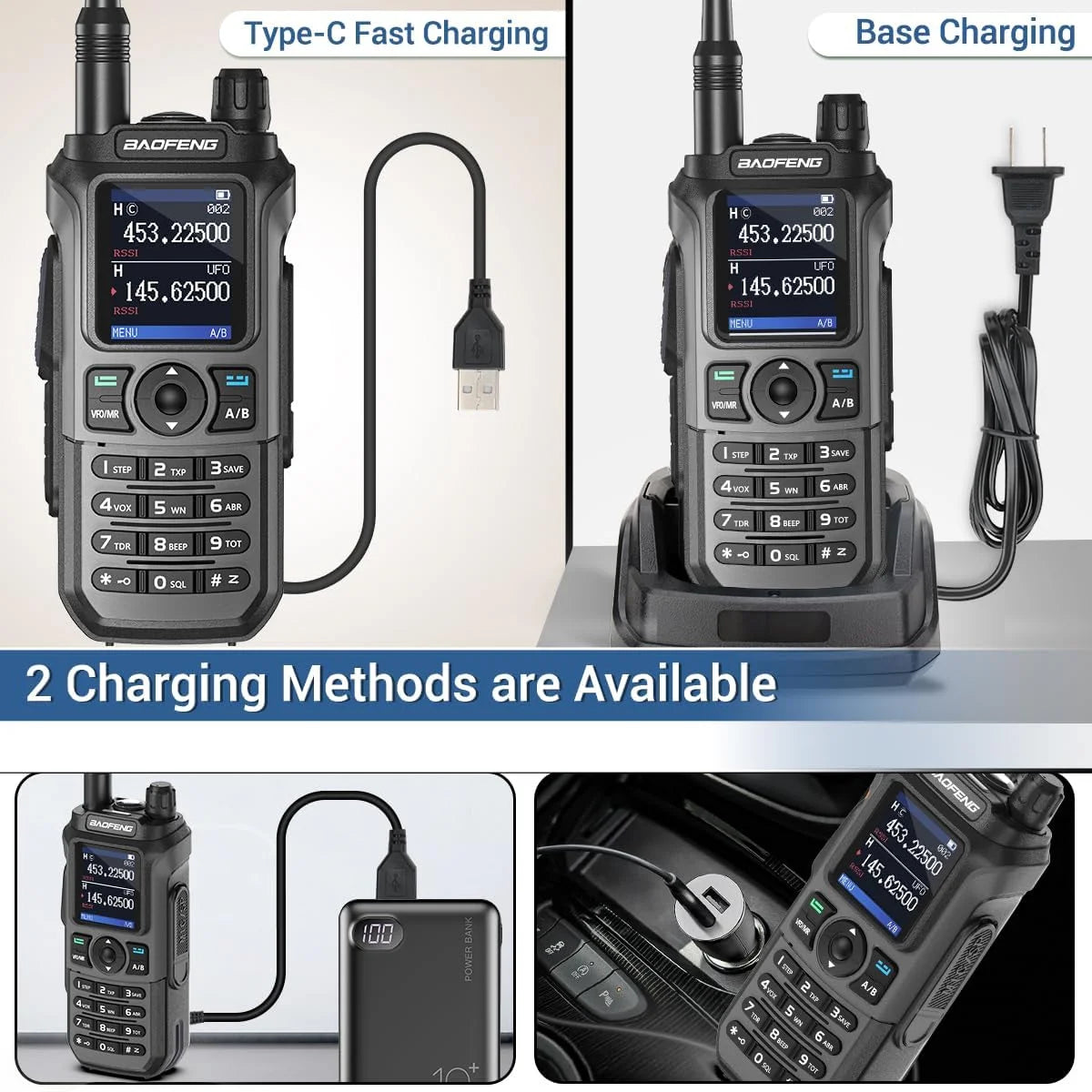 2x BAOFENG UV-21R Air Band Walkie Talkie Wireless Copy Frequency Type-C 999 Channels NOAA Long Range AM For UV-21 PRO Ham Radio