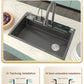 Stainless Steel Waterfall Kitchen Sink Large Single Slot With Digital Display Faucet Apartment Multifunctional Wash Basin