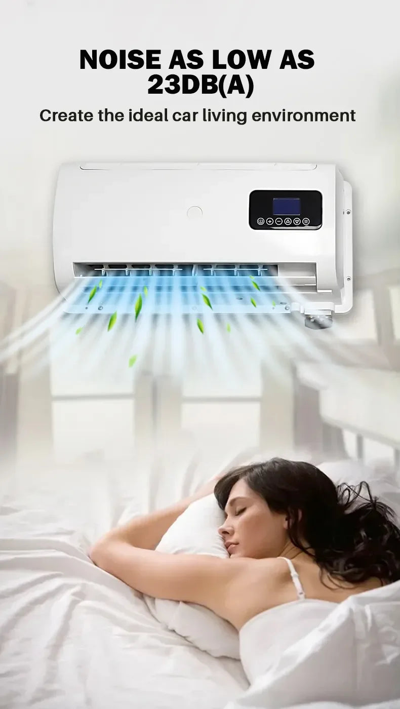 Treeligo 12V/24V 12000BTU Truck Split Air Conditioner Electric Parking Cooler AC Unit For Tractor Cab Truck Camper Van Caravan