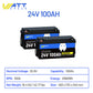 Wattcycle New 24V LiFePO4 Lithium Battery 100Ah Solar Lithium Battery Pack 15000 Cycles with BMS for Home Solar System 1/2Packs