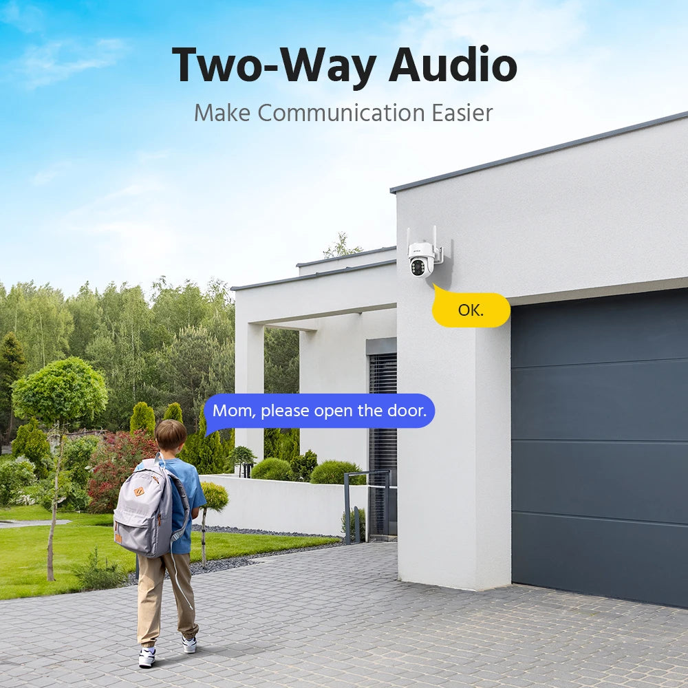 ANNKE 4MP Battery WiFi Security Camera PT Auto Tracking Color Night Vision Wireless IP Camera 4CH Homebase Security System