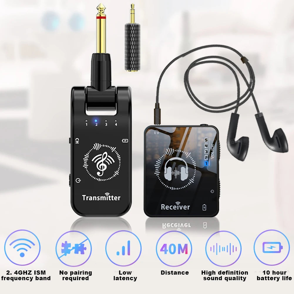 Wireless in Ear Monitor System Rechargeable Transmitter Receiver Wireless Earphone Monitor Transmission System 10H Battery Life