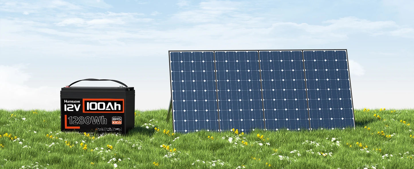 Humsienk LiFePO4 Lithium Battery 12V 100Ah Low-Temp Protect Built-in 100A BMS 15000 Cycles For Vans,Golf Cart,Boat,RV,Camp,GP24