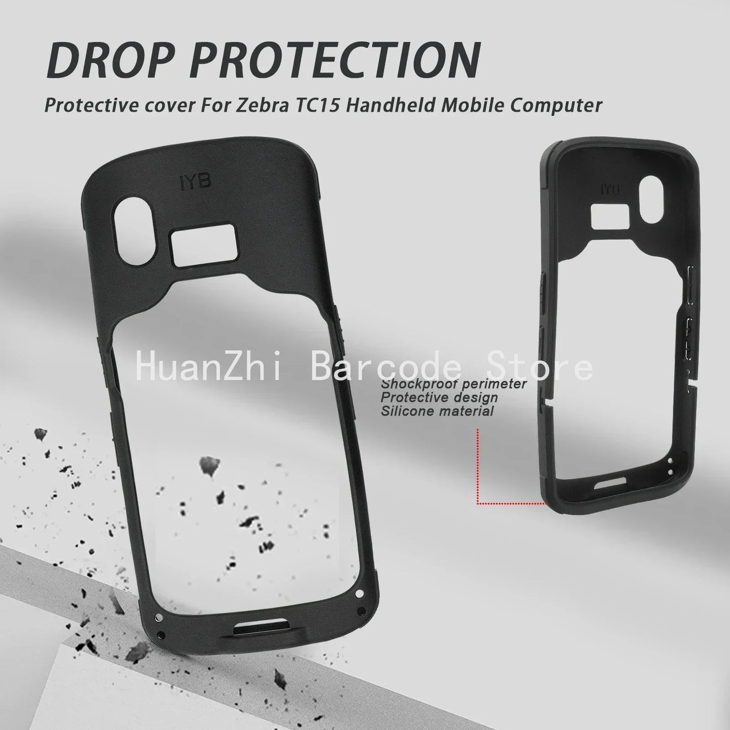 TC15 Protective Case with Hand strap for Zebra TC15 Scanner Handheld Mobile Computer, Rugged Bumper Cover