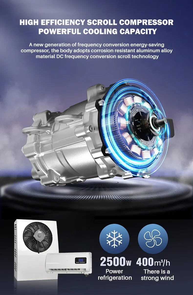 Treeligo 12V/24V 12000BTU Truck Split Air Conditioner Electric Parking Cooler AC Unit For Tractor Cab Truck Camper Van Caravan