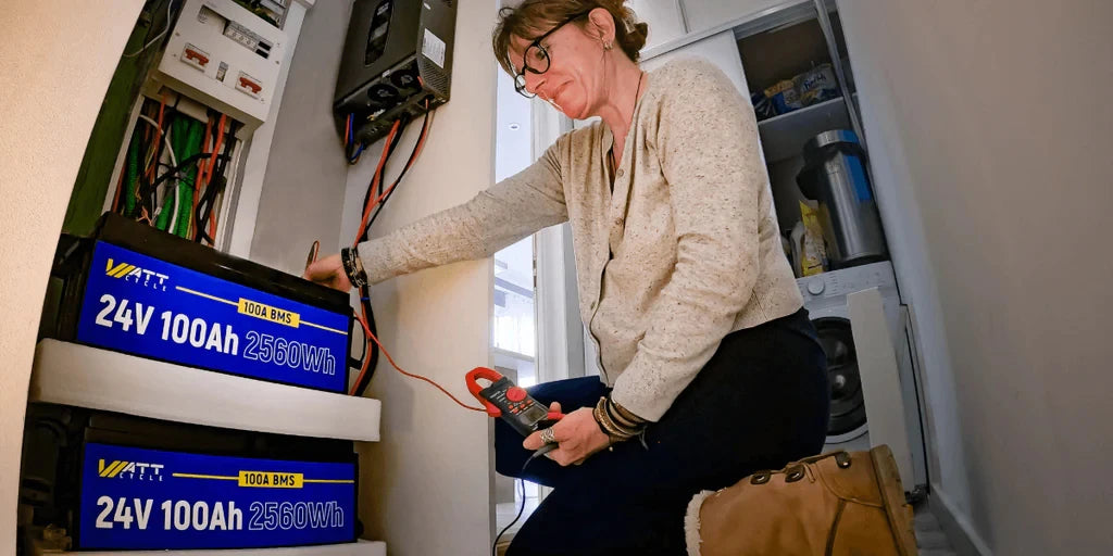 Wattcycle New 24V LiFePO4 Lithium Battery 100Ah Solar Lithium Battery Pack 15000 Cycles with BMS for Home Solar System 1/2Packs