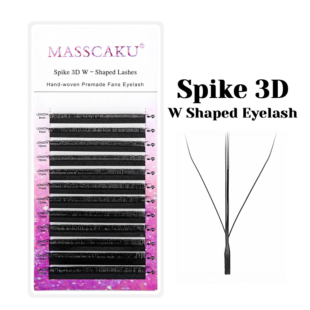 MASSCAKU 3D 4D 5D 6D 7D 8D 10D W Shaped Eyelash Natural Soft Lightweight Individual W Style Premade Fans Eyelashes Extensions