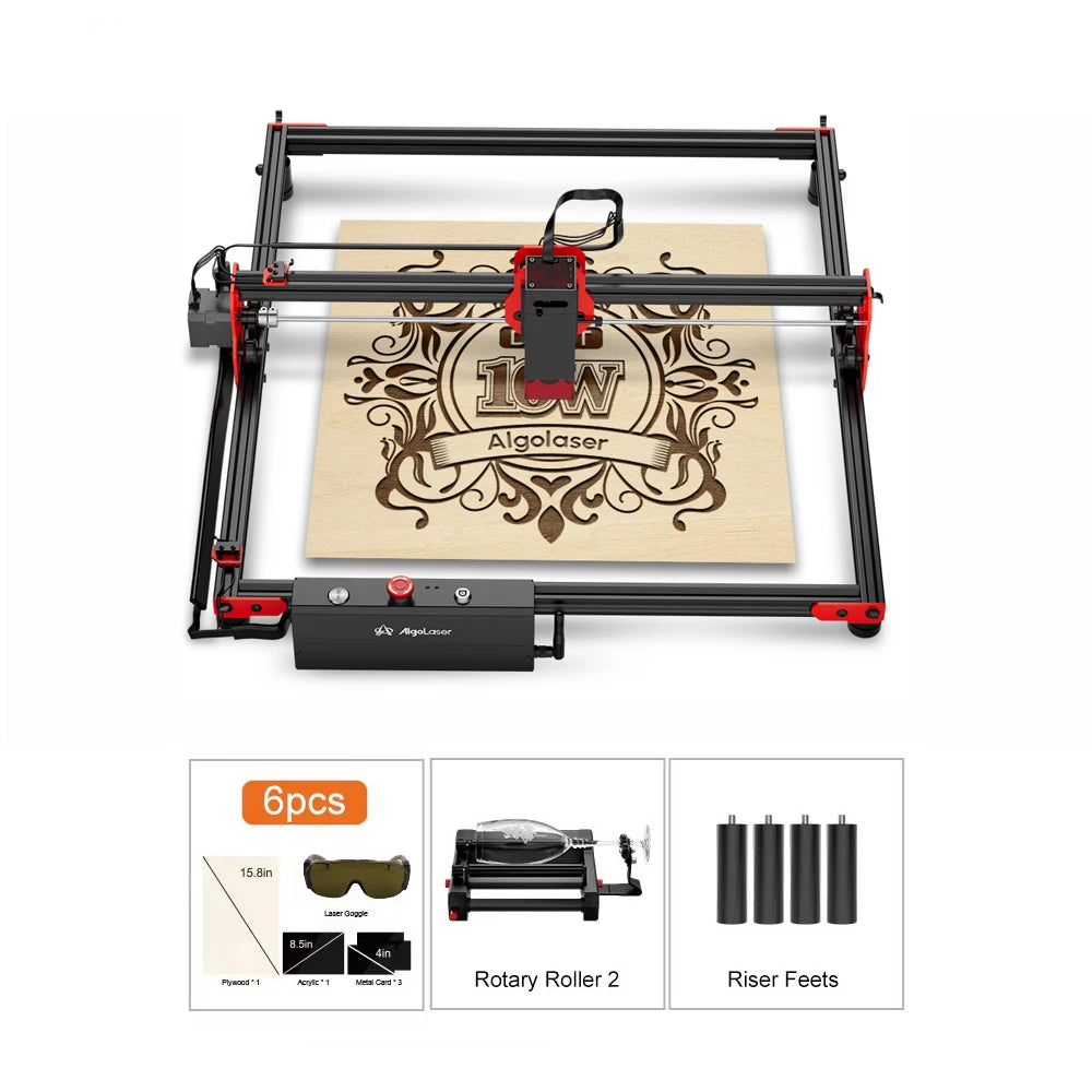 Algolaser 10W Laser Engraver DIY Kit CNC Laser Cutter Engraving Machine OPTIONAL Honeycomb Table & Extension Kit & Rotary Roller